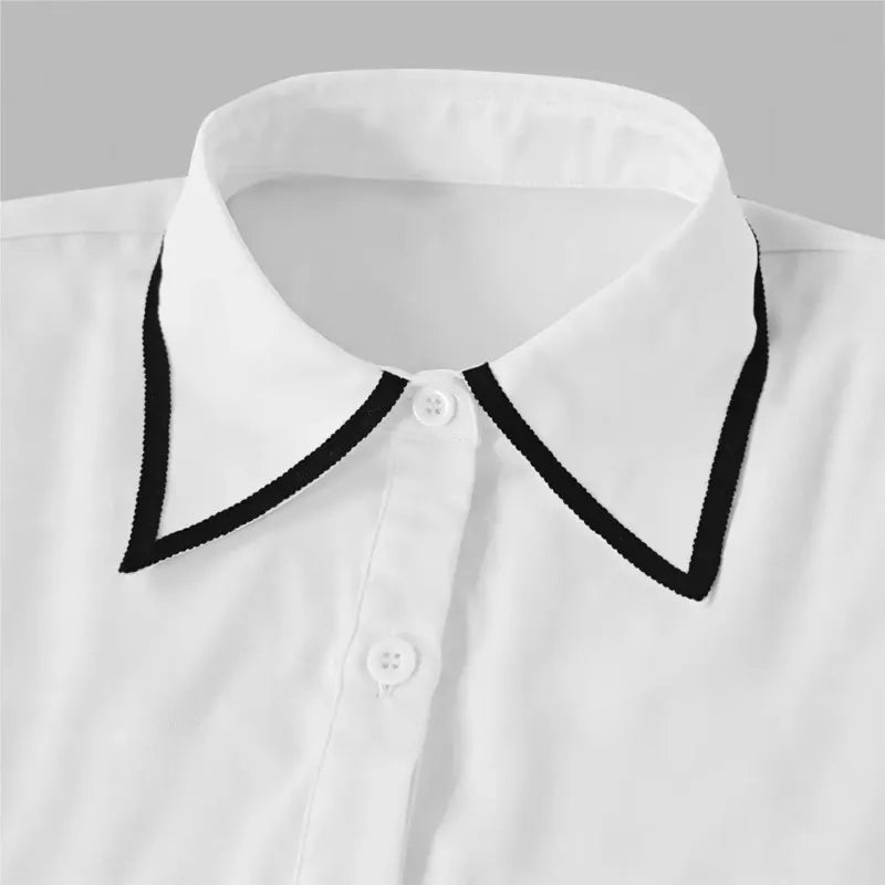 Blusa Feminina Formal com Laco - Manga Comprida Acabamento Contrastante
