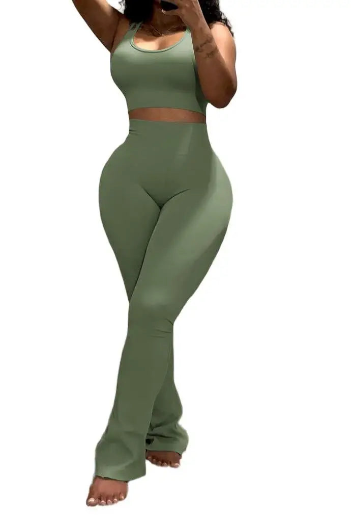 Conjunto Desportivo 2 Peças Feminino | Top sem Mangas + Leggings Modeladoras Y2K