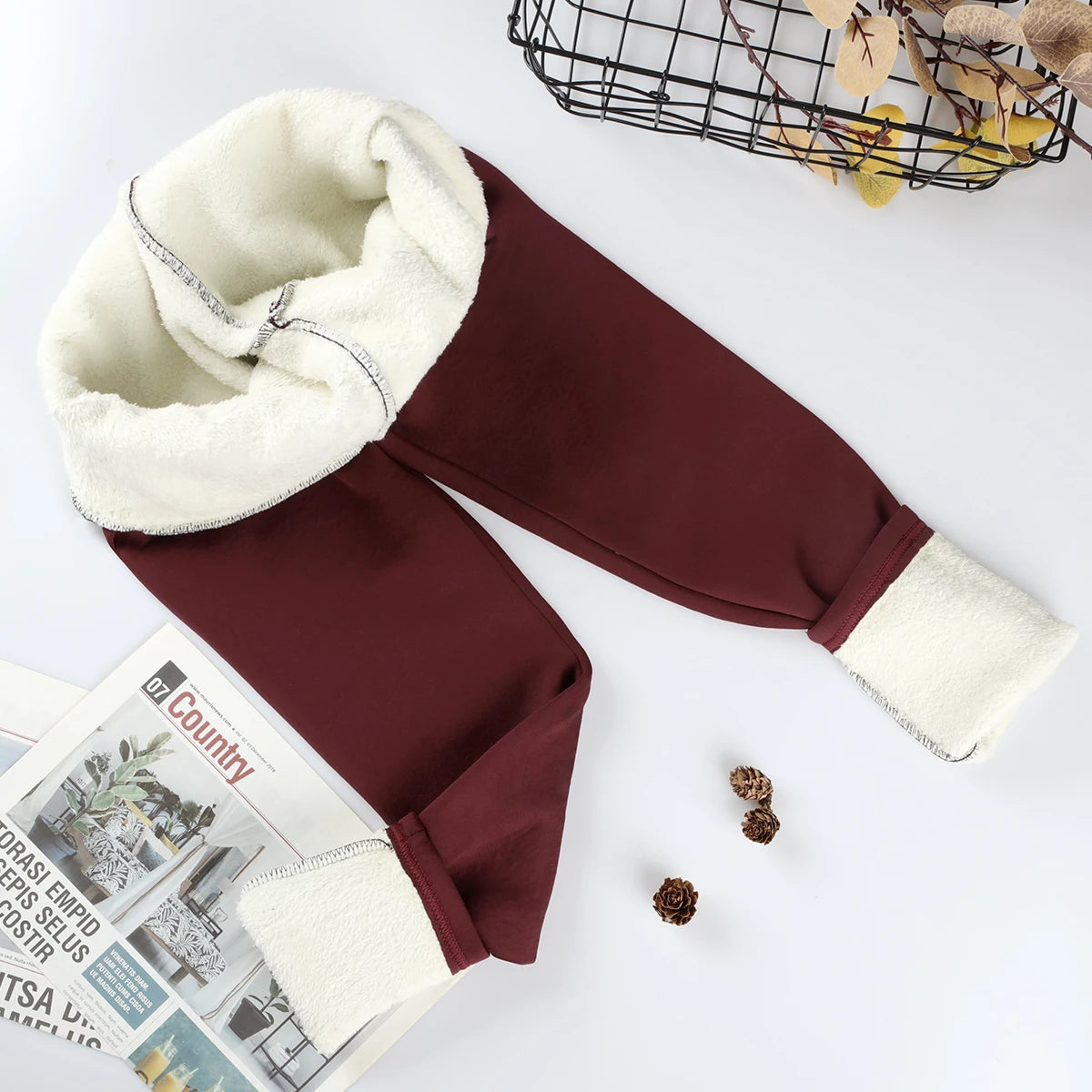 Leggings Térmicas Grossas de Cintura Alta | Cor Sólida | Exterior e Uso Casual