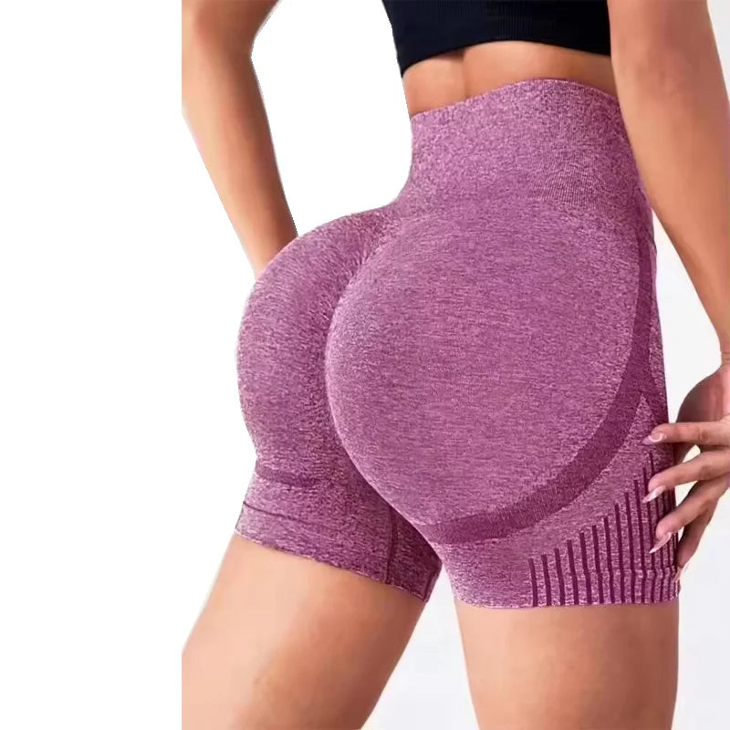 Calções de Yoga Femininos de Cintura Alta | Shorts de Treino & Corrida com Efeito Lifting