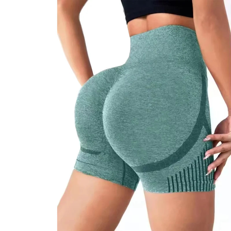 Calções de Yoga Femininos de Cintura Alta | Shorts de Treino & Corrida com Efeito Lifting
