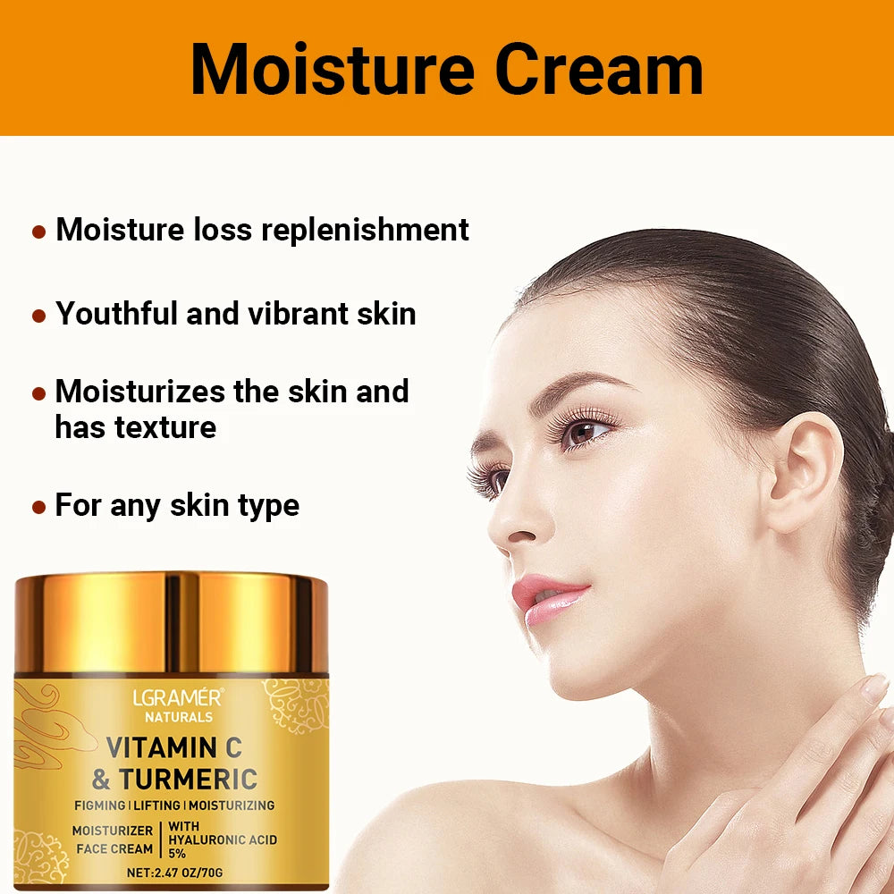 Creme Facial Vitamina C e Retinol com Cúrcuma — Clareador e Firmeza