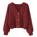 Camisola Cardigan Feminina de Malha | Manga Batwing Vintage Outono Inverno