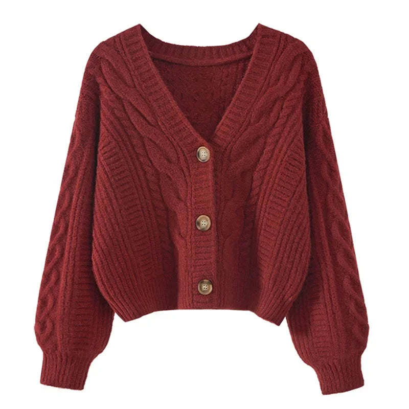 Camisola Cardigan Feminina de Malha | Manga Batwing Vintage Outono Inverno