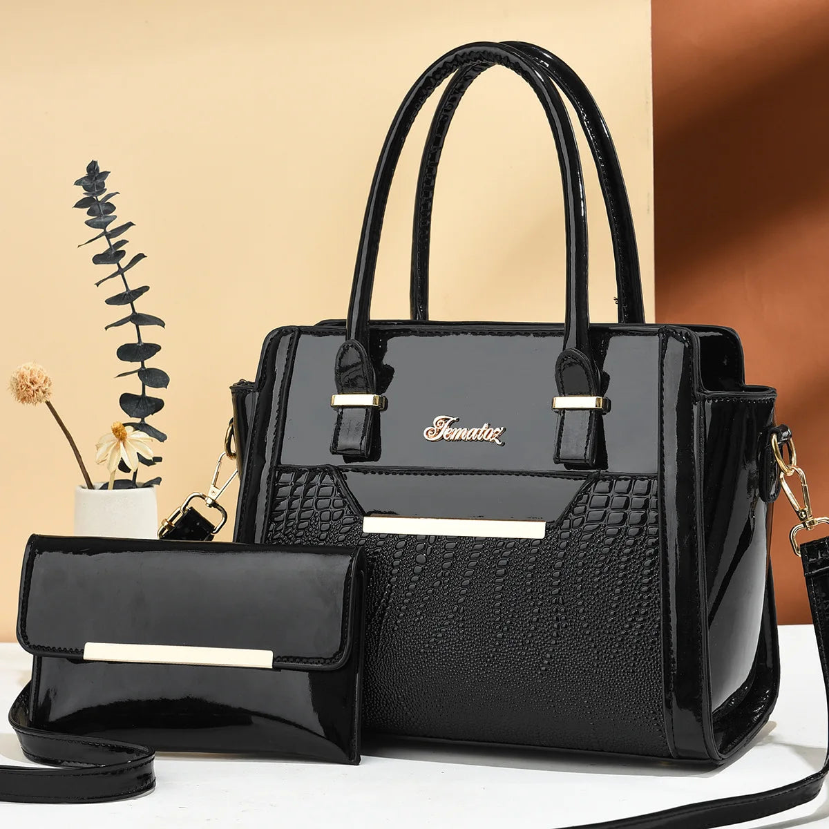 Conjunto 2 Peças Mala de Luxo Feminina | Designer Crossbody | TUDOAKI SHOP