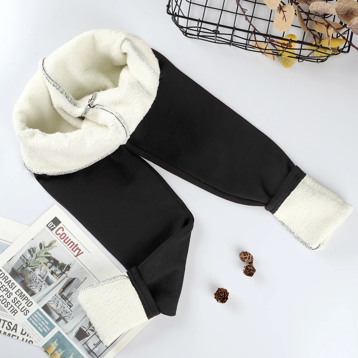 Leggings Térmicas Grossas de Cintura Alta | Cor Sólida | Exterior e Uso Casual