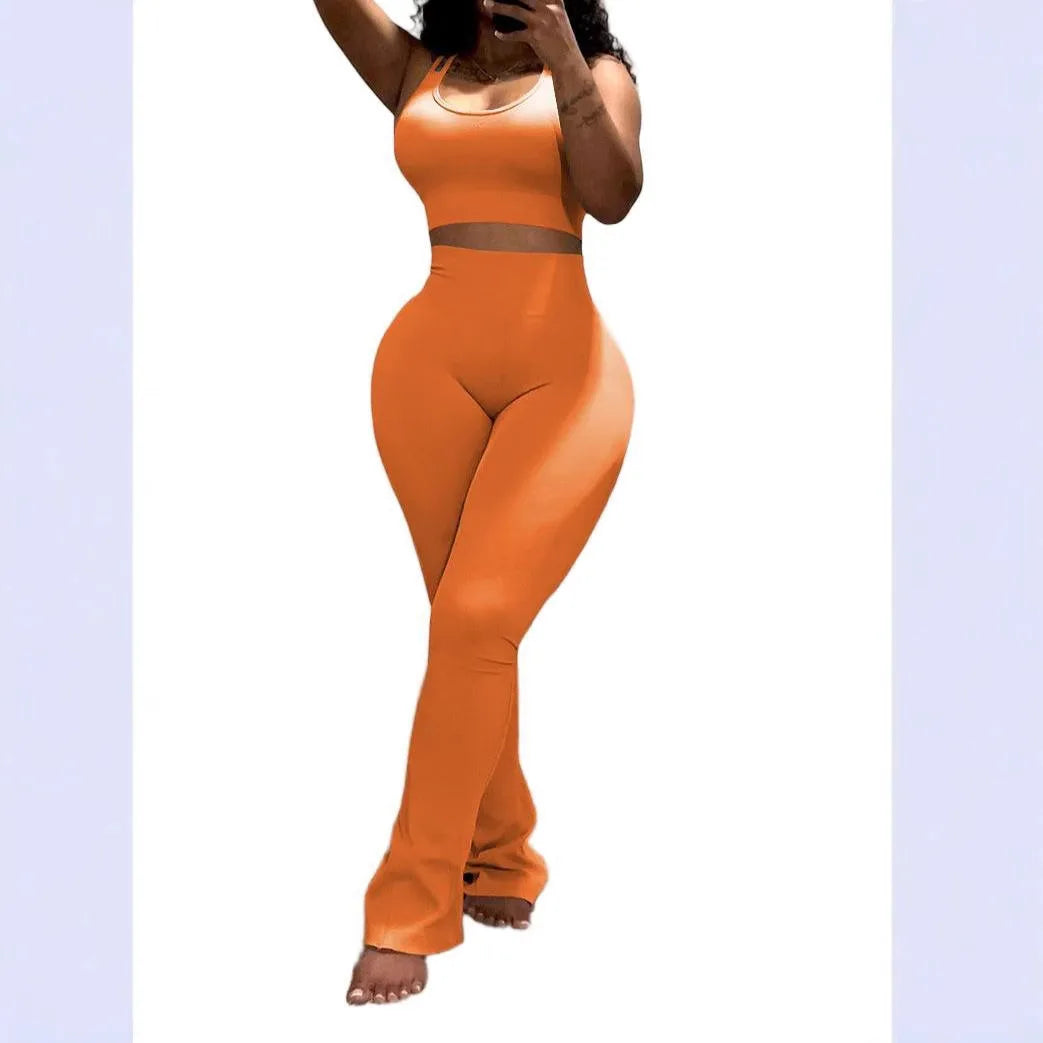 Conjunto Desportivo 2 Peças Feminino | Top sem Mangas + Leggings Modeladoras Y2K