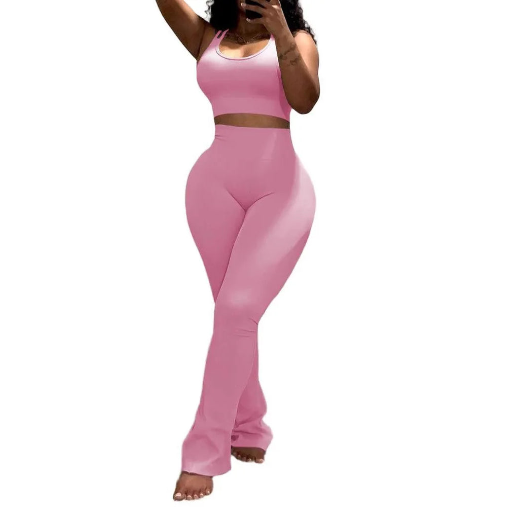 Conjunto Desportivo 2 Peças Feminino | Top sem Mangas + Leggings Modeladoras Y2K