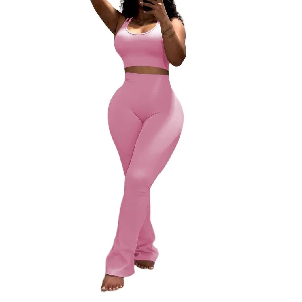Conjunto Desportivo 2 Peças Feminino | Top sem Mangas + Leggings Modeladoras Y2K