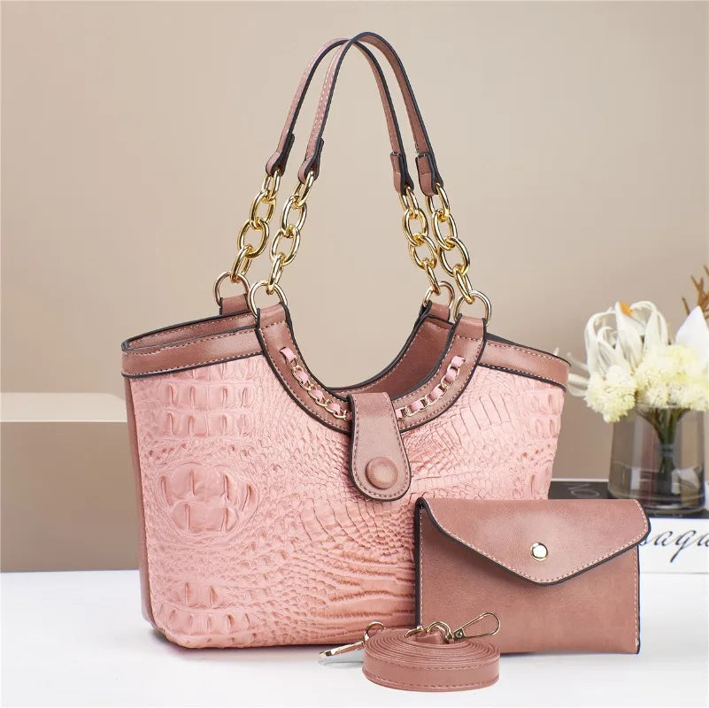 Conjunto 2 Peças Mala Feminina Padrão Crocodilo | Ombro e Crossbody | TUDOAKI SHOP