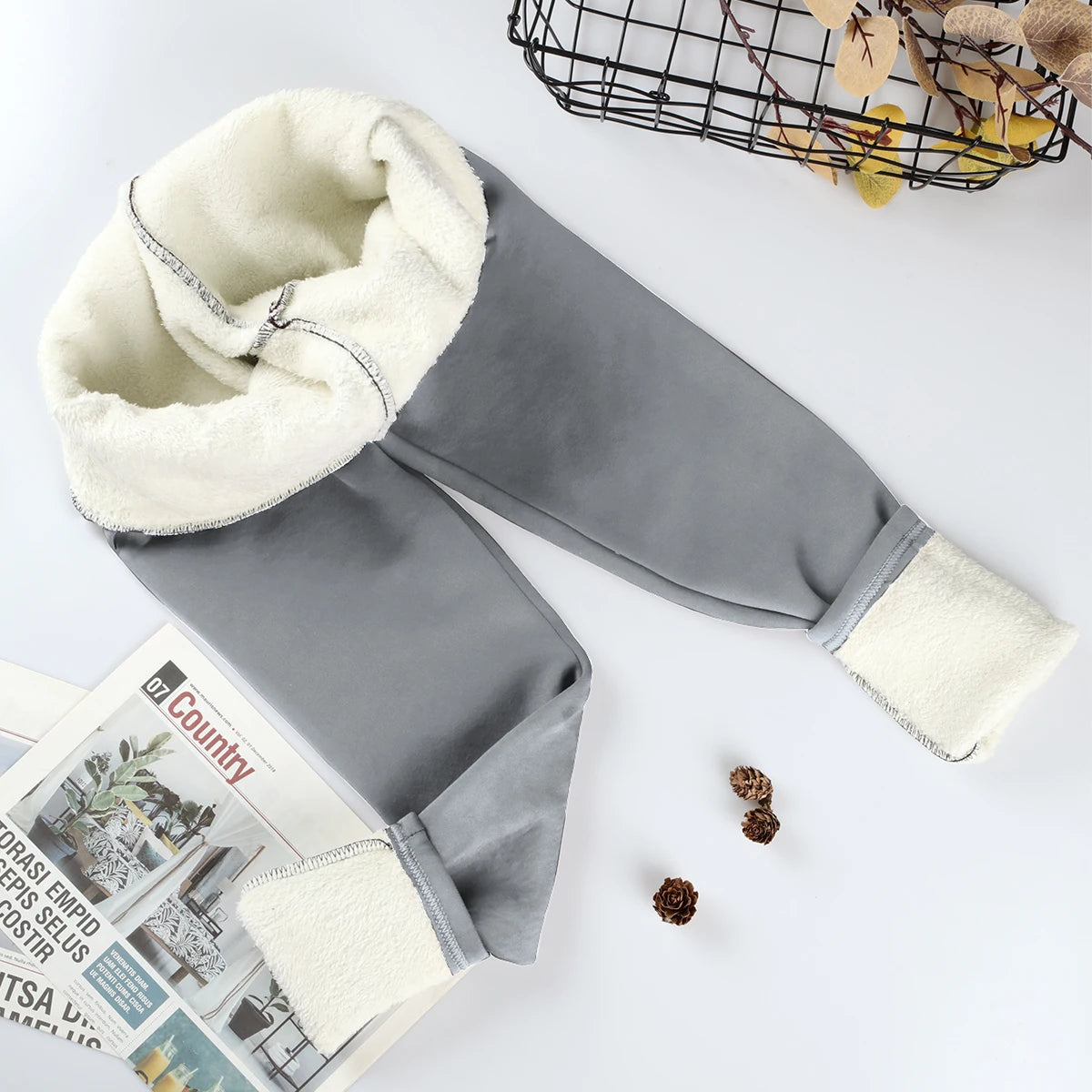 Leggings Térmicas Grossas de Cintura Alta | Cor Sólida | Exterior e Uso Casual