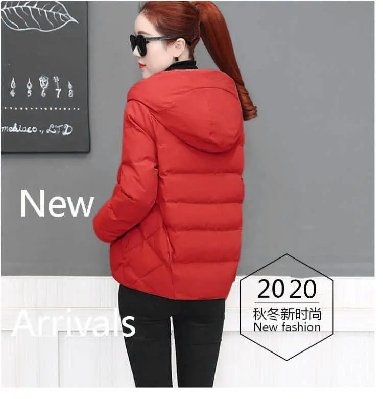 Casaco de Inverno com Capuz Acolchoado | Parka Feminina Casual Estilo Coreano