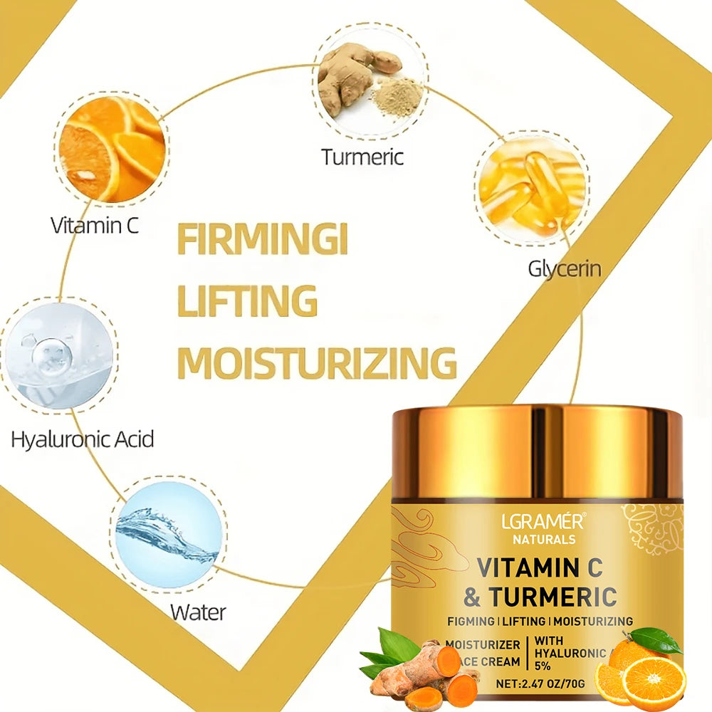 Creme Facial Vitamina C e Retinol com Cúrcuma — Clareador e Firmeza