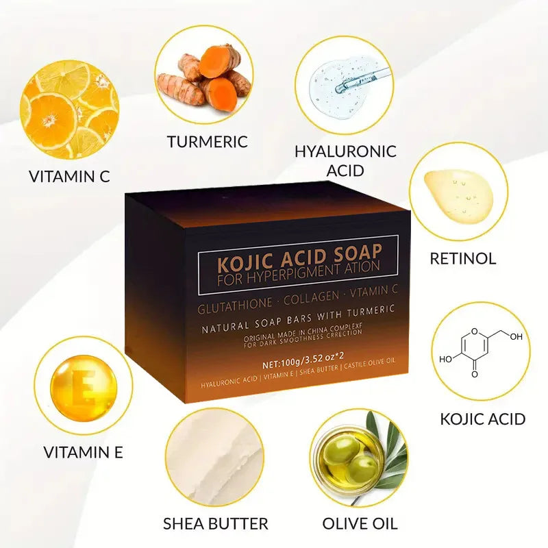 Sabão de Ácido Kójico 100g com Vitamina C, Cúrcuma e Retinol — Limpeza e Nutrição