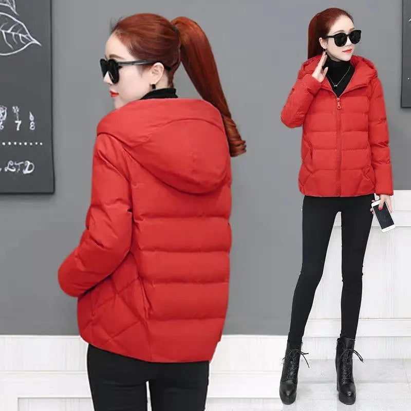 Casaco de Inverno com Capuz Acolchoado | Parka Feminina Casual Estilo Coreano