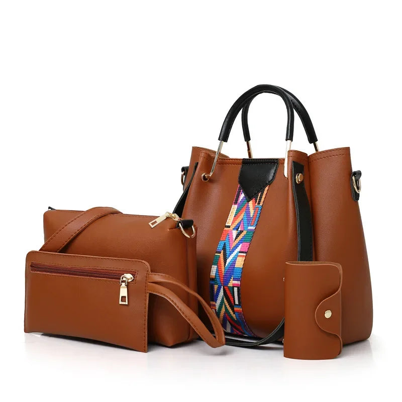 Conjunto 4 Peças Mala de Luxo Feminina | Tote + Ombro + Carteira + Porta-Cartões | TUDOAKI SHOP