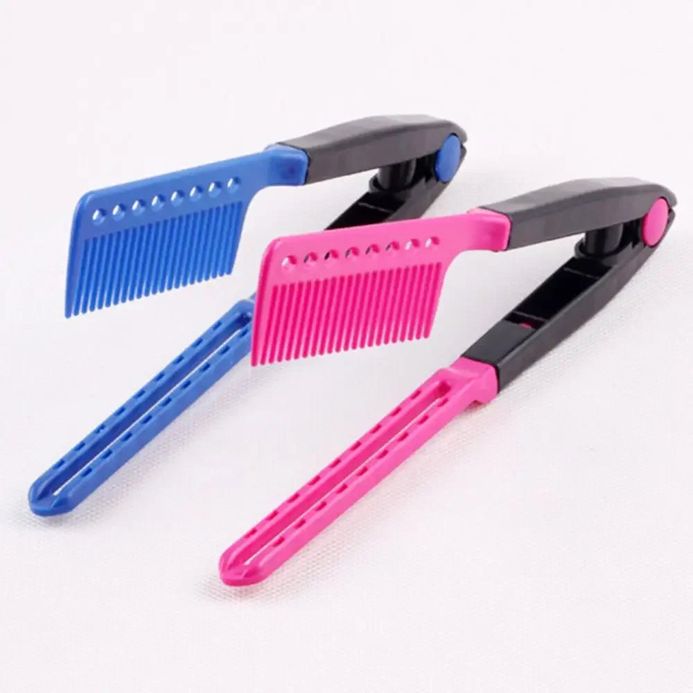 Escova Modeladora Dobrável Tipo V — Ferramenta de Styling DIY