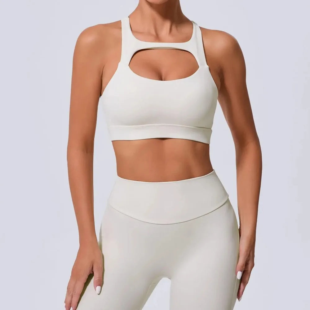 Soutien Desportivo Push Up para Yoga | Top de Treino Feminino | Fitness & Ginásio | Preto, Bege, Cinza, Azul, Verde
