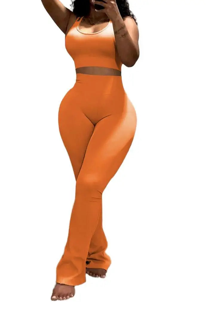 Conjunto Desportivo 2 Peças Feminino | Top sem Mangas + Leggings Modeladoras Y2K