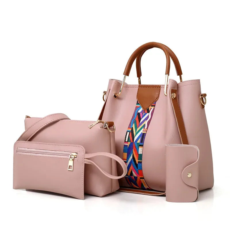 Conjunto 4 Peças Mala de Luxo Feminina | Tote + Ombro + Carteira + Porta-Cartões | TUDOAKI SHOP