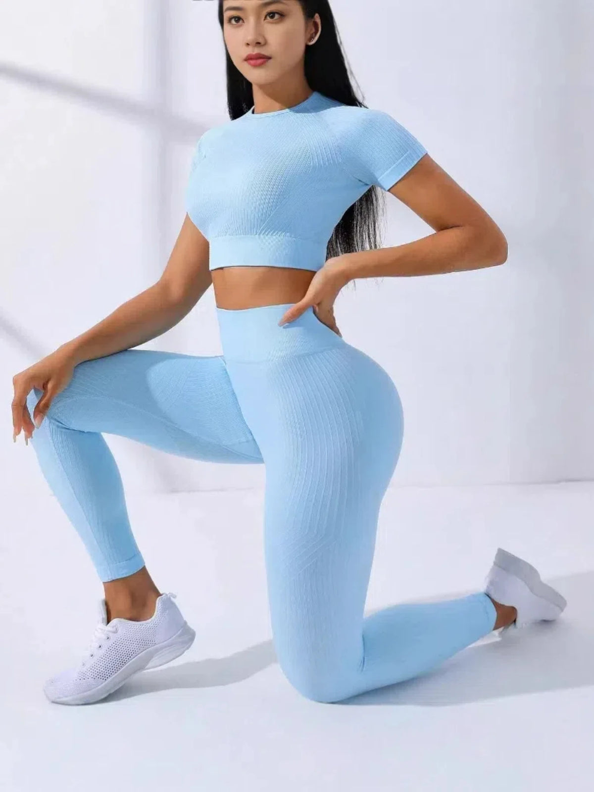 Conjunto de Yoga 2 Peças Feminino | Fato de Treino Desportivo com Top e Leggings