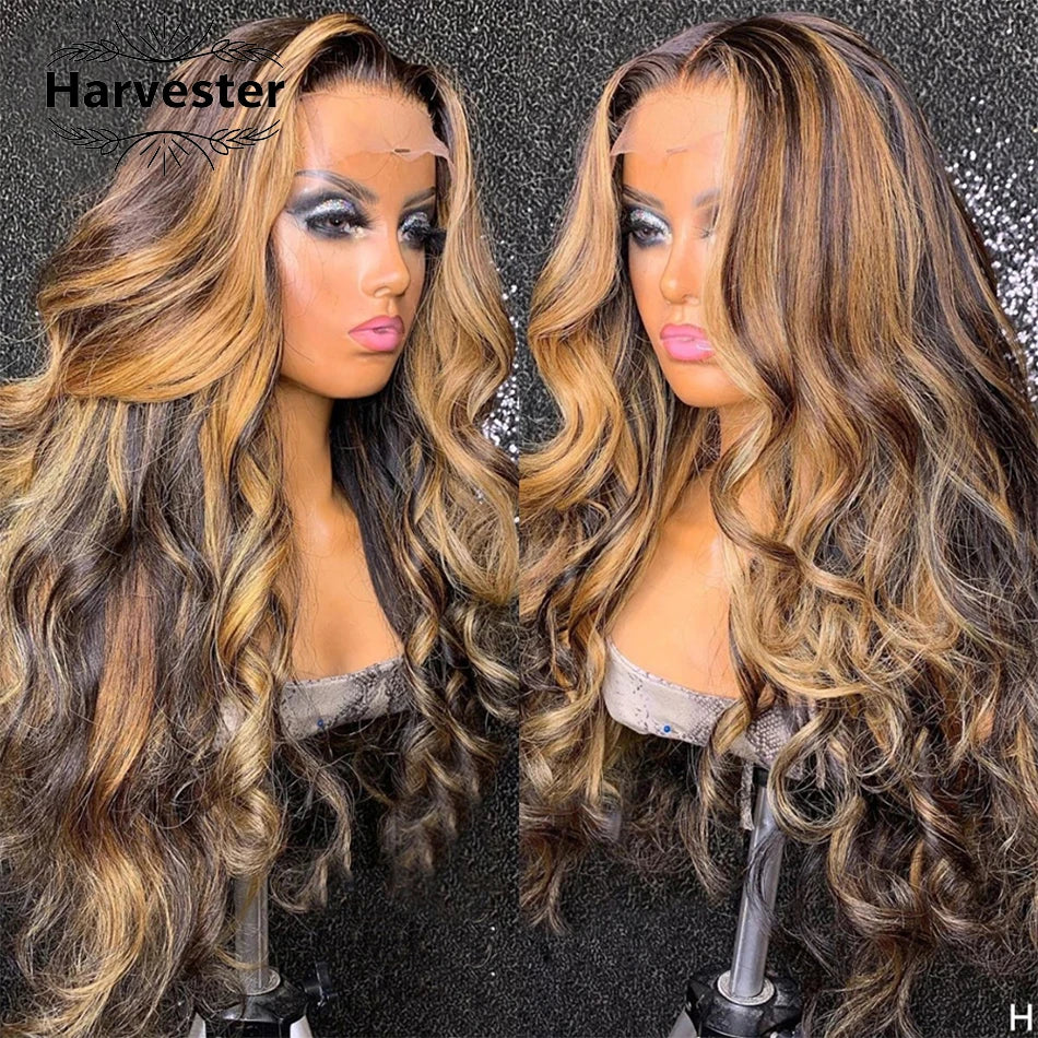 Peruca Frontal HD Lace Body Wave | 200% Densidade | Cabelo Humano Brasileiro | Ombre Highlight