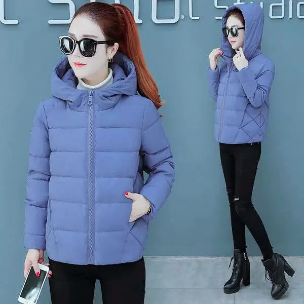 Casaco de Inverno com Capuz Acolchoado | Parka Feminina Casual Estilo Coreano