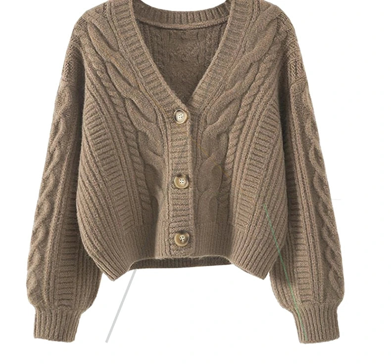 Camisola Cardigan Feminina de Malha | Manga Batwing Vintage Outono Inverno