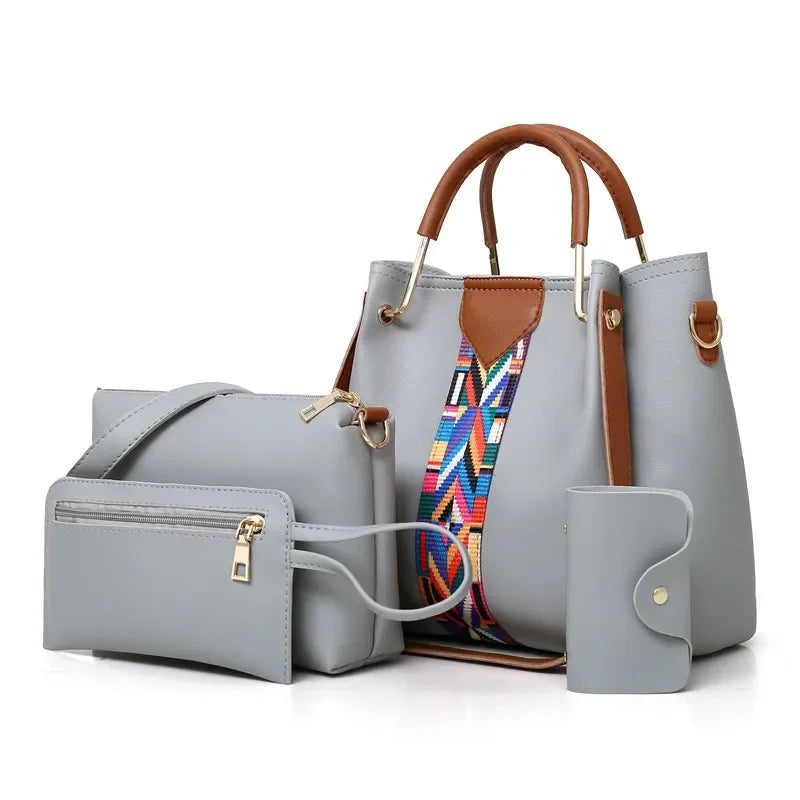 Conjunto 4 Peças Mala de Luxo Feminina | Tote + Ombro + Carteira + Porta-Cartões | TUDOAKI SHOP