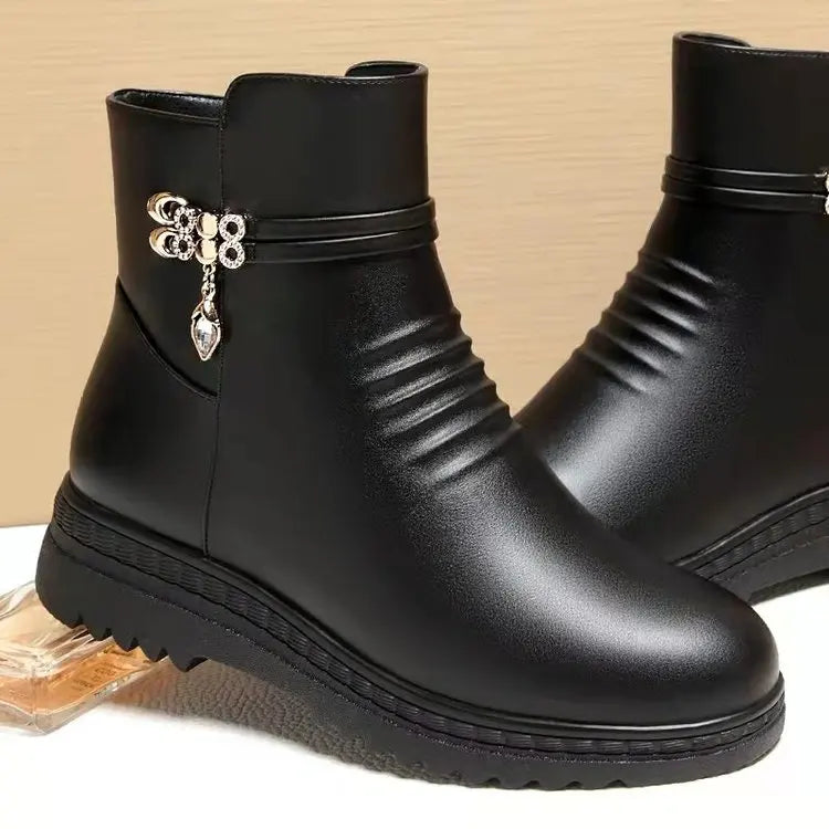 Botas de Neve Femininas com Plataforma e Fivela — Quentes e Casuais para Inverno