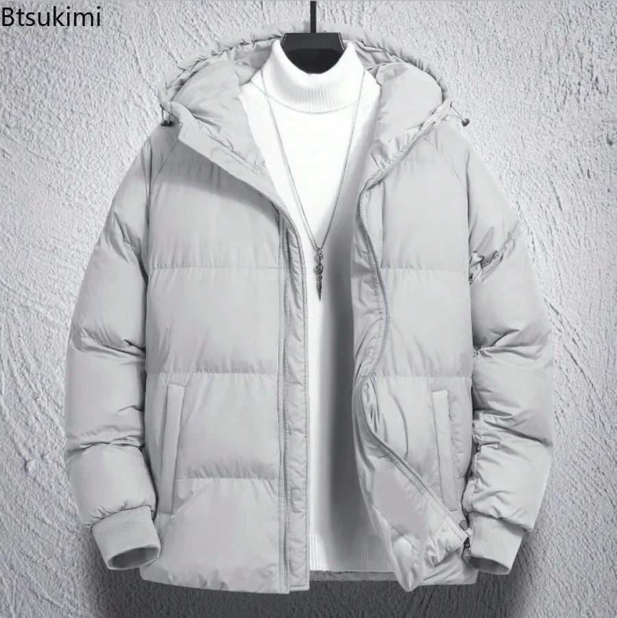 Casaco Masculino de Inverno com Capuz | Jaqueta Casual Desportiva Acolchoada