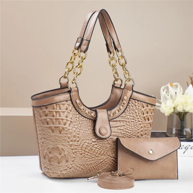 Conjunto 2 Peças Mala Feminina Padrão Crocodilo | Ombro e Crossbody | TUDOAKI SHOP