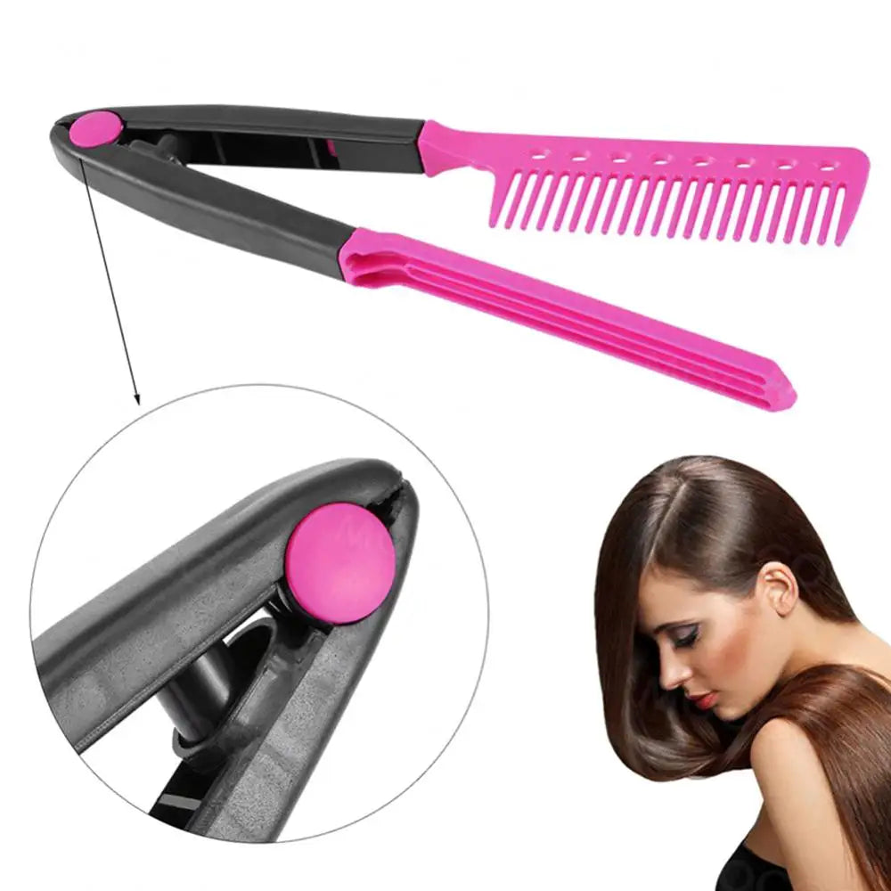 Escova Modeladora Dobrável Tipo V — Ferramenta de Styling DIY