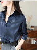 Blusa Feminina Cetim Manga Comprida - Estilo Coreano Escritorio
