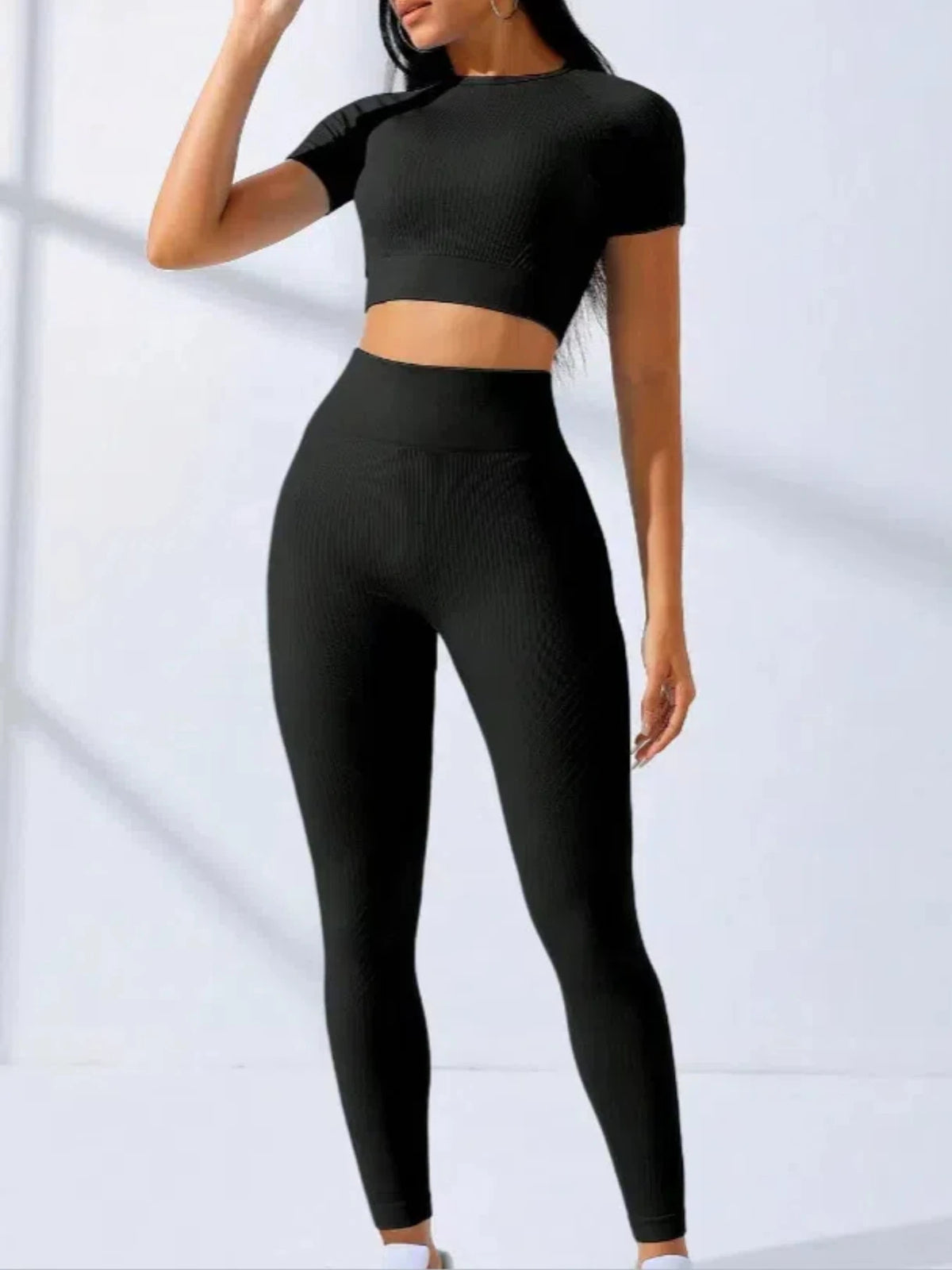 Conjunto de Yoga 2 Peças Feminino | Fato de Treino Desportivo com Top e Leggings