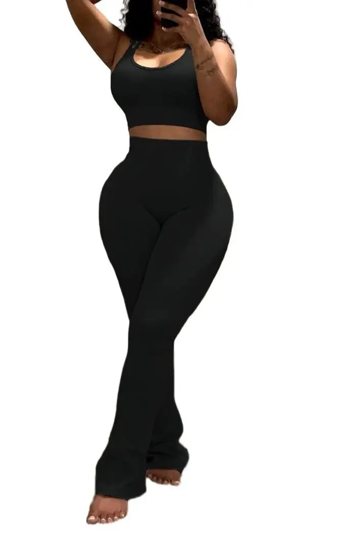 Conjunto Desportivo 2 Peças Feminino | Top sem Mangas + Leggings Modeladoras Y2K
