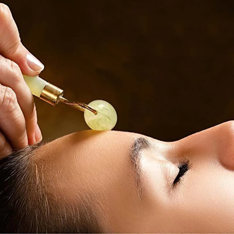 Rolo Massajador de Jade Natural — Gua Sha e Cuidado Facial