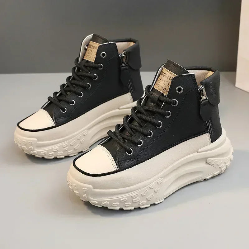 Sapatilhas Femininas High-Top com Plataforma | Bota Casual de Inverno