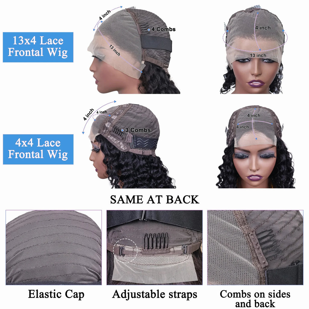 Peruca Frontal HD 13x4 Deep Water Wave 16" - Cabelo Humano 100%