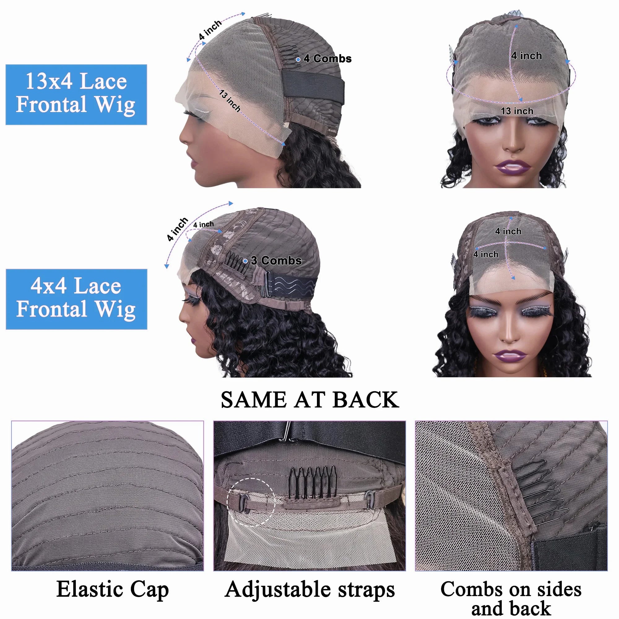 Peruca Frontal HD 13x4 Deep Water Wave 16" - Cabelo Humano 100%