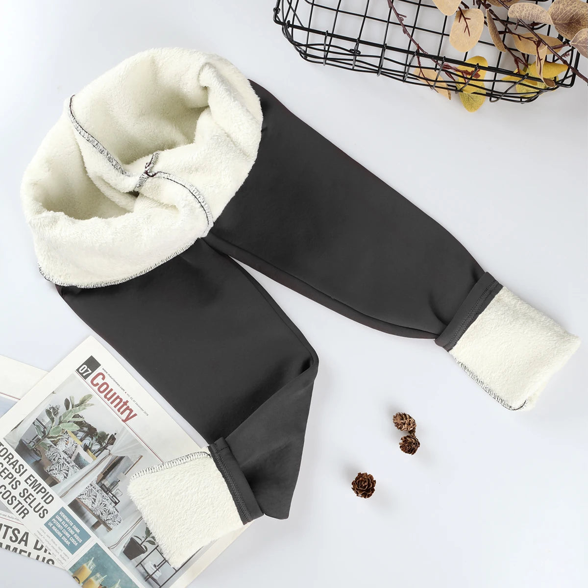 Leggings Térmicas Grossas de Cintura Alta | Cor Sólida | Exterior e Uso Casual