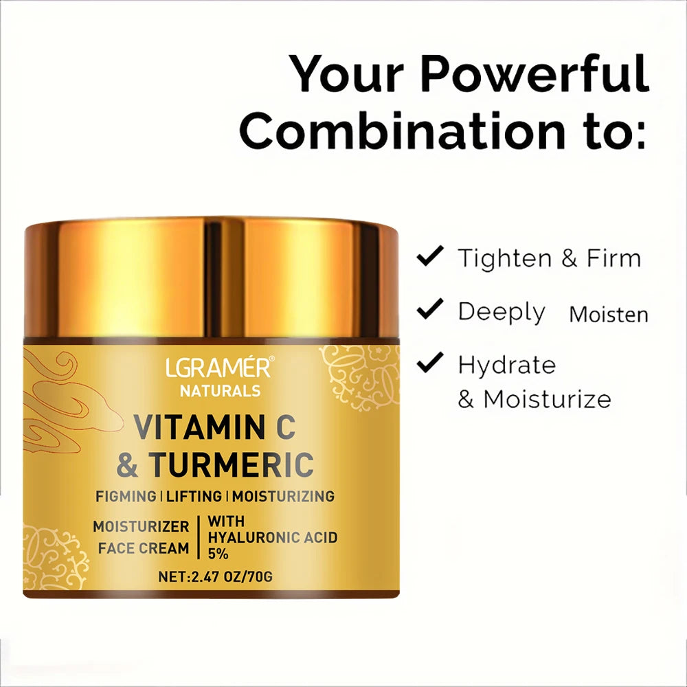Creme Facial Vitamina C e Retinol com Cúrcuma — Clareador e Firmeza