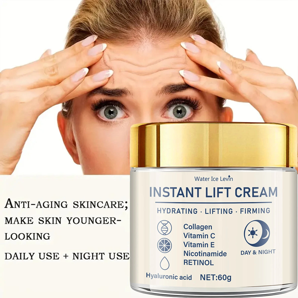 Creme Facial Firmador e Lifting — Ácido Hialurónico e Retinol para Todos os Tipos de Pele