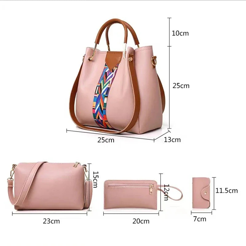 Conjunto 4 Peças Mala de Luxo Feminina | Tote + Ombro + Carteira + Porta-Cartões | TUDOAKI SHOP