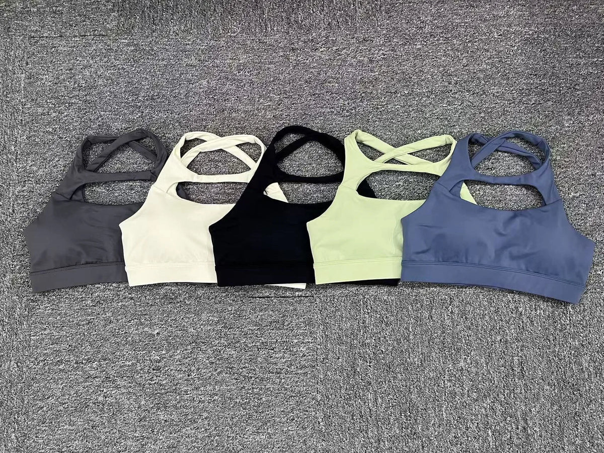 Soutien Desportivo Push Up para Yoga | Top de Treino Feminino | Fitness & Ginásio | Preto, Bege, Cinza, Azul, Verde