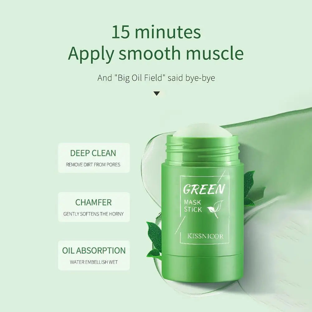 Máscara Facial de Chá Verde em Stick — Limpeza Profunda e Poros