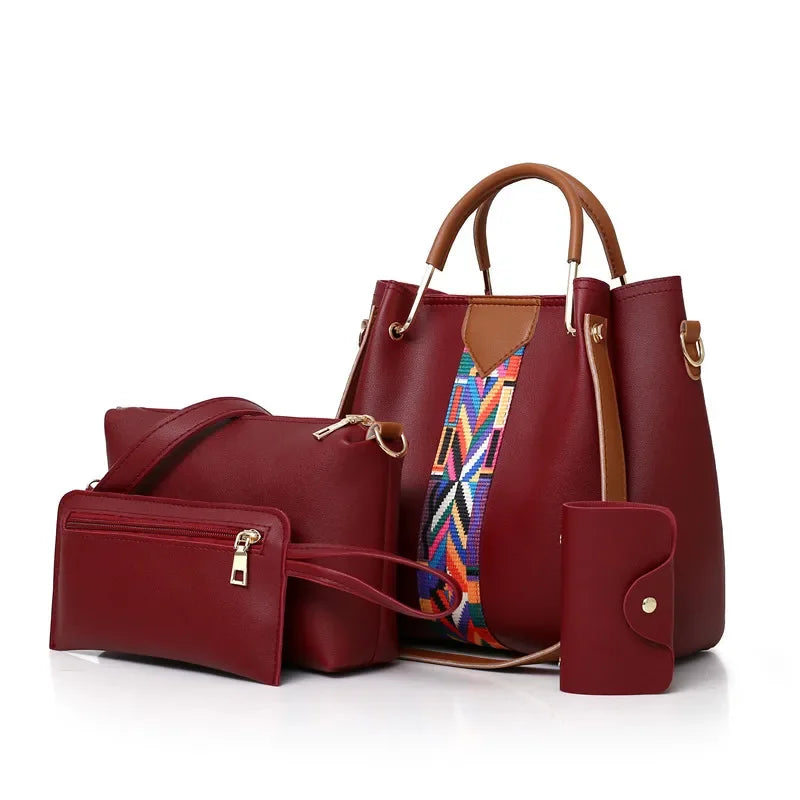 Conjunto 4 Peças Mala de Luxo Feminina | Tote + Ombro + Carteira + Porta-Cartões | TUDOAKI SHOP