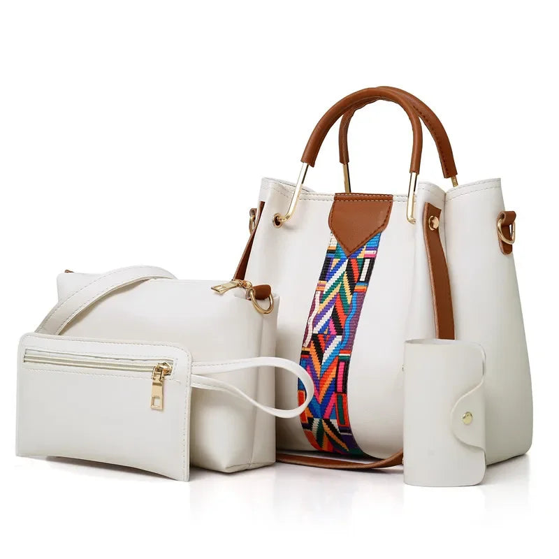 Conjunto 4 Peças Mala de Luxo Feminina | Tote + Ombro + Carteira + Porta-Cartões | TUDOAKI SHOP