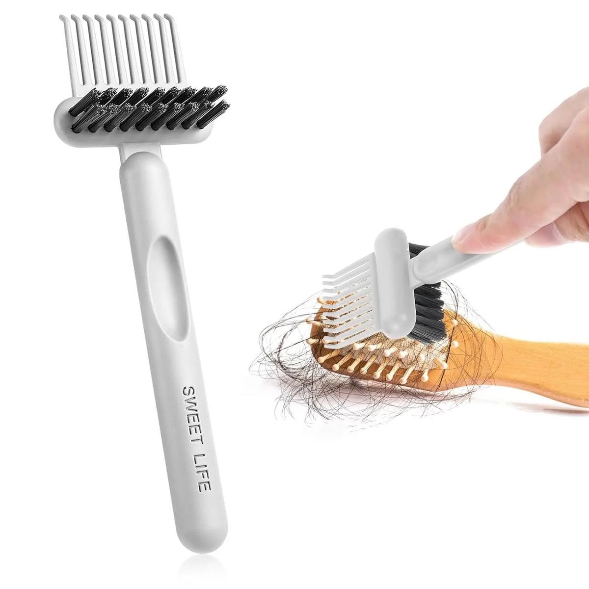 Ferramenta de Limpeza de Escova de Cabelo 2 em 1 — Remove Pó e Cabelo