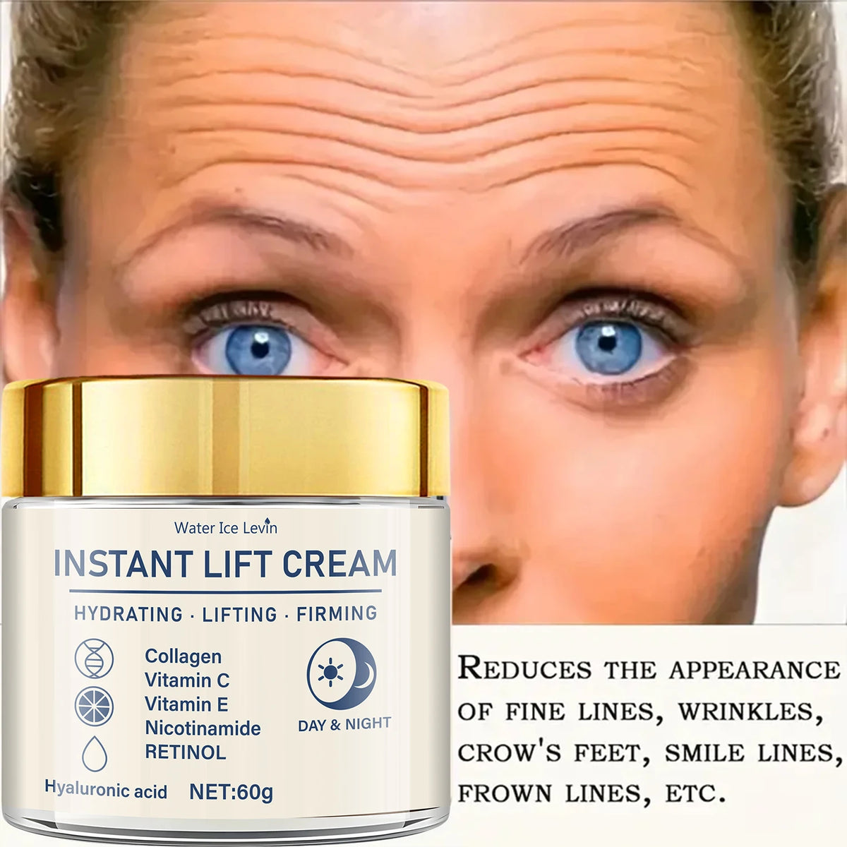 Creme Facial Firmador e Lifting — Ácido Hialurónico e Retinol para Todos os Tipos de Pele